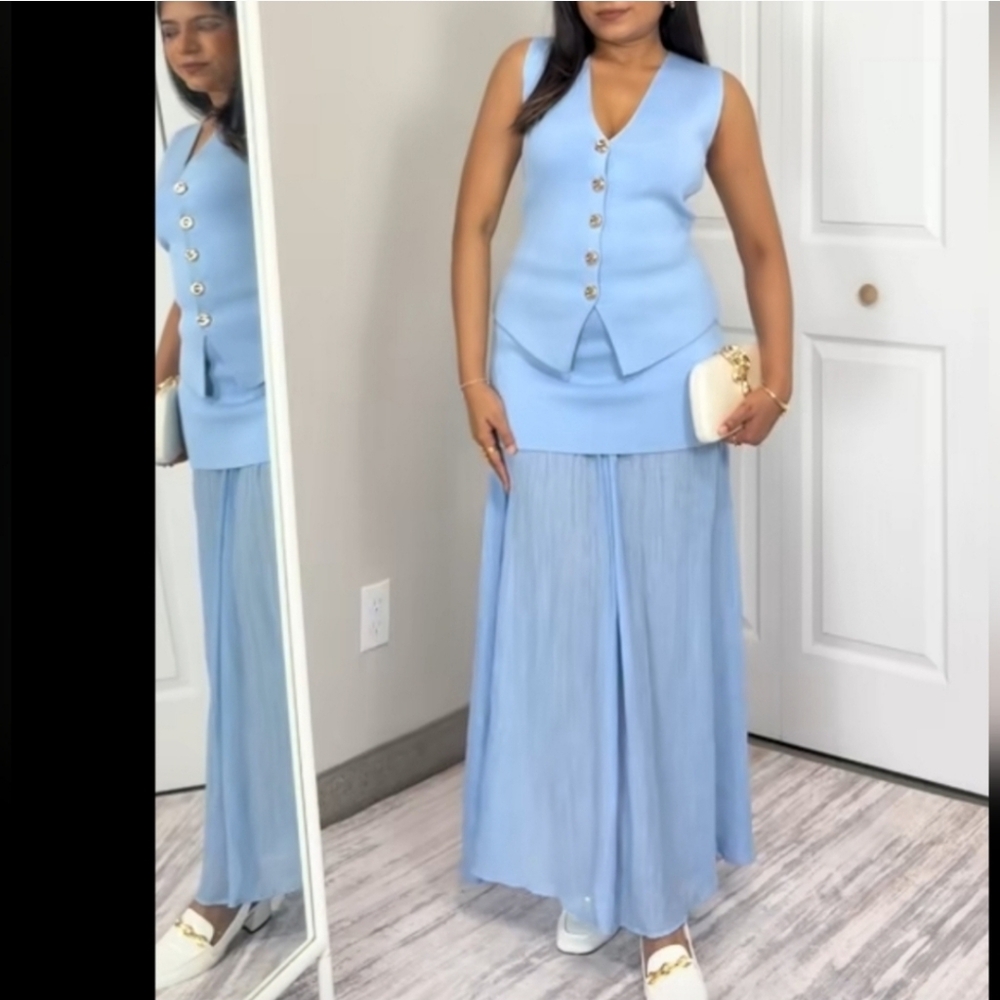 ZARA BLUE MIXED PLEATED SKIRT๐๐๐ - Picture 8 of 9